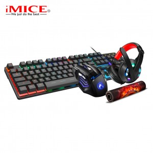 Wired suspended luminous game keyboard, chicken mouse headset