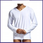Men's home clothes top polyester fabric soft silk Yoga long sleeve hooded Yoga Top