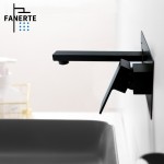 Concealed all copper black cold and hot basin faucet