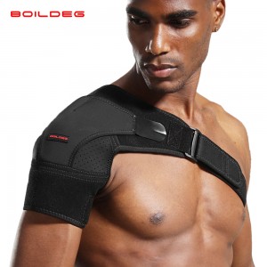 Adjustable one shoulder strap for compression and stability