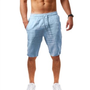 Linen breathable Capris men's sports casual pants
