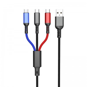One driving three 6A fast charging data cable