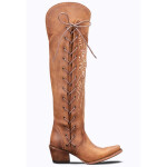 Women's high knee-length side zipper lace up boots