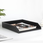 Leather A4 file tray and file rack