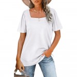 Square neck short sleeve T-shirt women's top