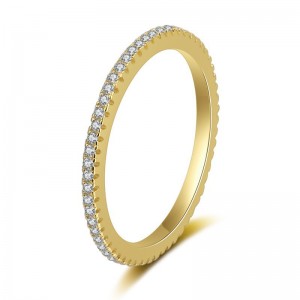 925 Sterling Silver Plain Ring Row Diamond Ring