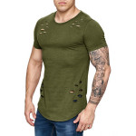 Men's slim fit solid color round neck T-shirt