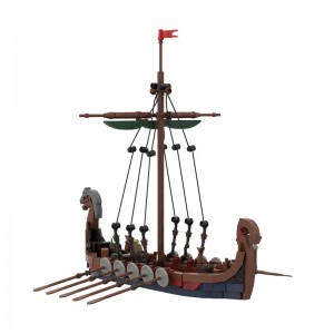 Viking ship building block toys