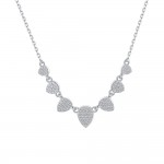 Sterling Silver Full Diamond Melon Seed Drop Necklace