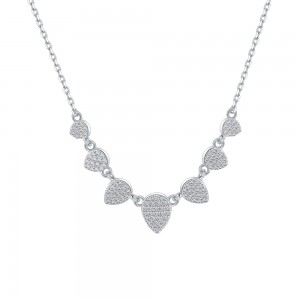 Sterling Silver Full Diamond Melon Seed Drop Necklace