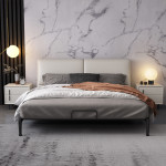 1.8m double head leather soft bag modern simple flush edge light luxury bed