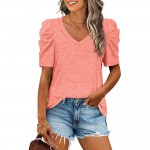 Stitched V-neck short sleeve T-shirt