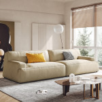 Sand suede living room simple latex down three person sofa wash free technology cloth