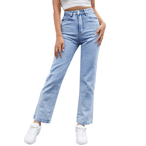 Denim straight trousers