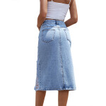 Vintage tattered personalized high-waisted slim denim skirt