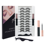 Ten pairs of magnetic Eyeliner natural eyelashes.