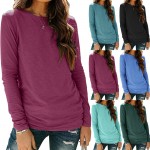 Solid casual round neck T-shirt