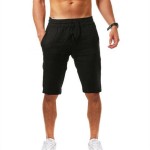 Linen breathable Capris men's sports casual pants