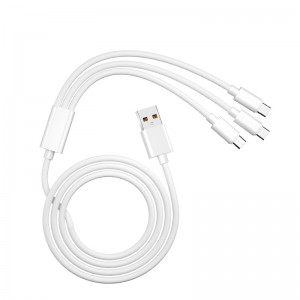 One to three data cable for iPhone Android type-C