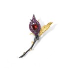 Natural garnet Flower Brooch