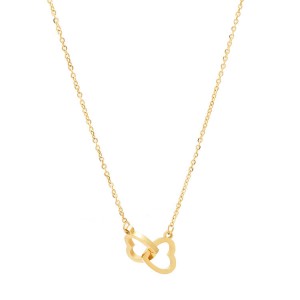 18k Rose Gold Simple Double Ring Love Collar Chain