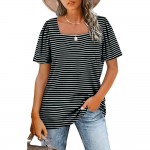 Square neck short sleeve T-shirt women's top