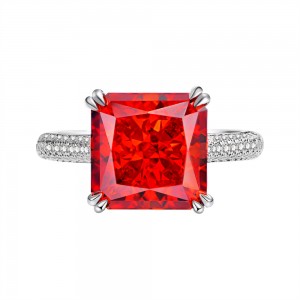 High carbon diamond Padma 10 * 10 ruby ring