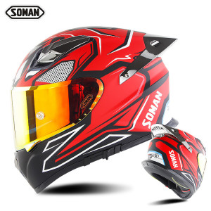 Soman motorcycle racing glass rigid helmet double lens motorcycle men and women all year round space helmet