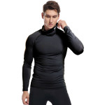 High neck men's long sleeved fitness clothes high elastic tight sports sweat wicking clothes
