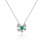 Sterling Silver Emerald Bow Necklace