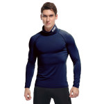High neck men's long sleeved fitness clothes high elastic tight sports sweat wicking clothes