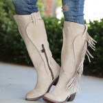 Tassel women's boots thick heel