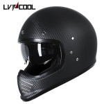 Lvcool go kart full helmet retro helmet men's and women's motorcycle Harley locomotive carbon fiber cruise carbon fiber