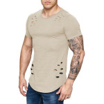 Men's slim fit solid color round neck T-shirt