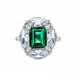 Emerald s925 Sterling Silver High Carbon Diamond Ring