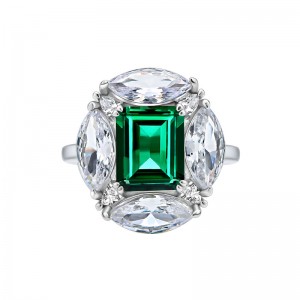 Emerald s925 Sterling Silver High Carbon Diamond Ring
