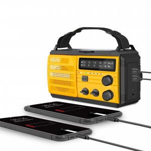 Solar powered hand charging emergency radio