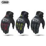 Soman motorcycle gloves sheepskin carbon fiber cross-country locomotive four seasons riding anti-skid anti fall gloves