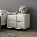 Bedside table Leather White