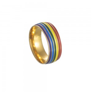 Rainbow jewelry titanium steel men's ring