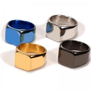 Square male personality ring (smooth titanium steel)