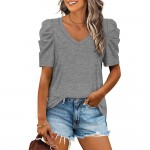 Stitched V-neck short sleeve T-shirt