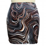 Water wave print elastic high waist slim wrap hip skirt
