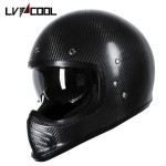 Lvcool go kart full helmet retro helmet men's and women's motorcycle Harley locomotive carbon fiber cruise carbon fiber