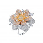 Micro set zircon large flower ring