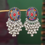 Hollow out pearl pendant alloy earrings