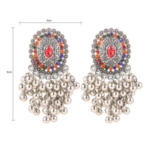 Hollow out pearl pendant alloy earrings